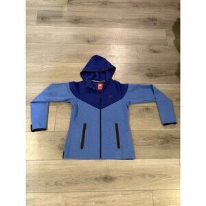 Nike Fleece Hoodie Streetwear Blue Multicolor Basic Zip Up Size Large